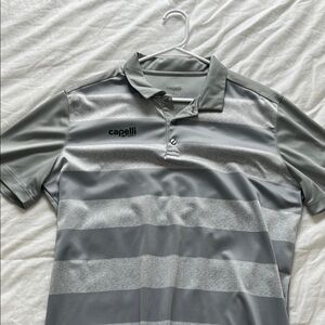 Men's Gray Striped Polo Shirt